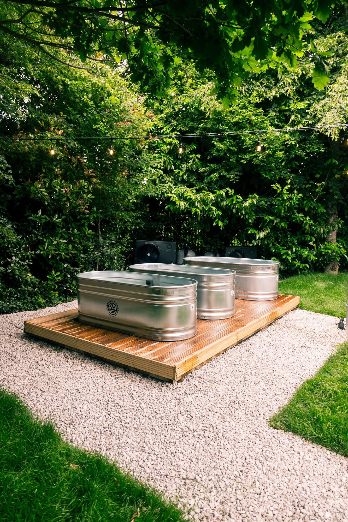 Cold-plunge tubs on timber decking